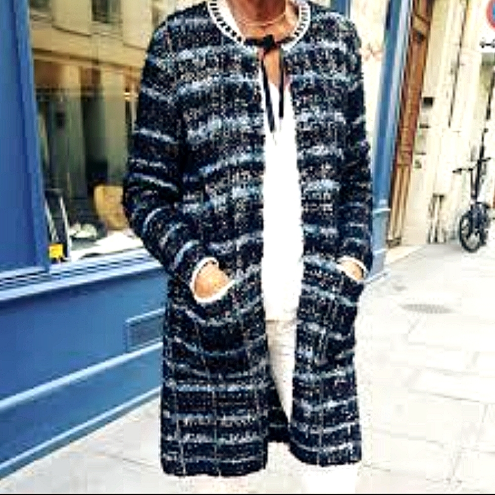 Louis Vuitton 2015 Boucle Tweed Pattern Wool Blend Coat